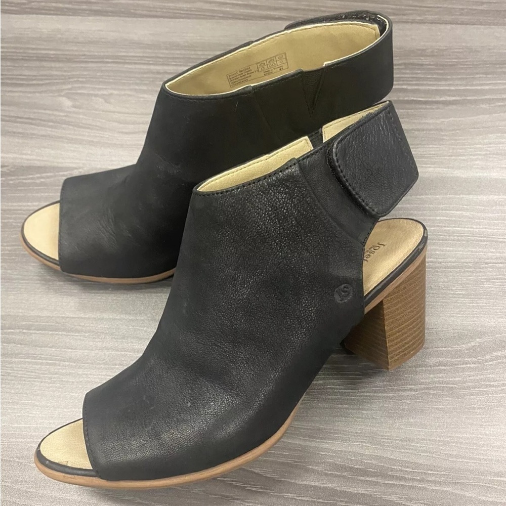 Josef Seibel Bonnie 09 Peep Toe Heels Women’s Leather Black Booties Boots Sz 41